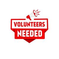 Megaphone with Volunteers needed banner icon. Modern Vector illustration on white background.