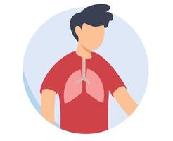 flat design vector picture of a healty man and lungs