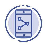App Share Mobile Mobile Application Blue Dotted Line Line Icon