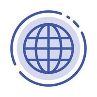 World Globe Map Internet Blue Dotted Line Line Icon vector