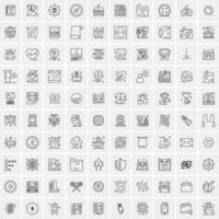 conjunto de 100 iconos de línea de negocios creativos vector