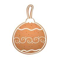 Holiday gingerbread cookie in shape of christmas toy with white icing. Vector illustration in flat style