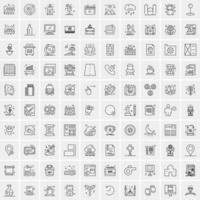 conjunto de 100 iconos de línea de negocios creativos vector