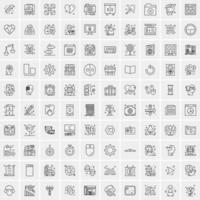 paquete de 100 iconos de líneas universales para móviles y web vector