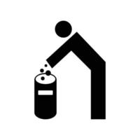 icono de papelera de reciclaje. símbolo de conciencia social sobre la limpieza. ilustración del vector hombre y cubo de basura.