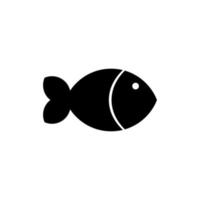 diseño de icono de pescado negro plano para símbolos de pescadores, pescadores de pescado y empresas de pescado de todo el mundo sobre fondo blanco vector