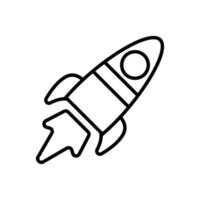 vector de icono de cohete rayado simple para astronautas y compañía espacial sobre fondo blanco. ilustración vectorial