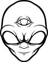 silueta de cabeza alienígena satánica vector