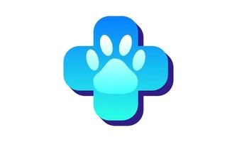 vector illustration cross sign with paws footprints symbol for veterinarian, pet shop, pet lovers, animal defender