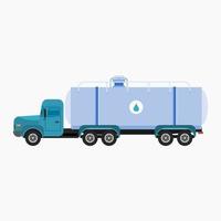 Editable Isolated Side View Water Truck for Artwork Element of Water Day or Environmental and Transportation Related Design vector