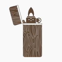 Editable Vector of Flat Monochrome Style Isolated Lighting Up Wooden Lighter for Burning Activity Illustration