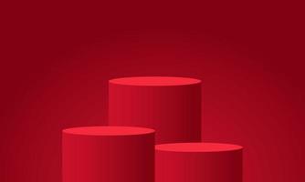 podio de producto rojo realista 3d abstracto en vector