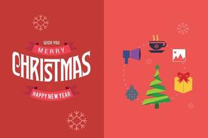 tarjeta de feliz navidad con diseño elegante y vector de tipografía