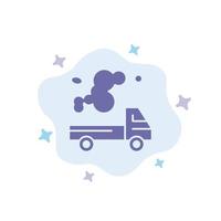 Automobile Truck Emission Gas Pollution Blue Icon on Abstract Cloud Background vector