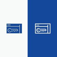 Browser Security Key Room Line and Glyph Solid icon Blue banner vector