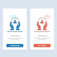 Care Caring Human People Protection  Blue and Red Download and Buy Now web Widget Card Template