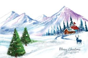 Winter background of snow and frost christmas tree card design vector