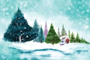 Christmas winter scenery of cold weather and frost christmas tree background vector