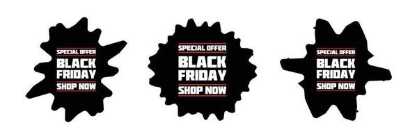 Black Friday sale promotional marketing banner, poster with red tags. Vector illustration