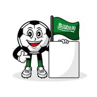 mascota, caricatura, fútbol, arabia saudita, bandera, con, bandera vector