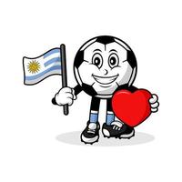 Mascot cartoon football love uruguay flag design vector