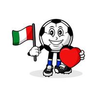 Mascot cartoon football love italy flag design vector