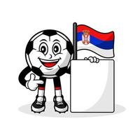 mascota, caricatura, fútbol, serbia, bandera, con, bandera vector