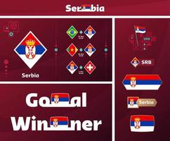 colección gráfica del kit de medios de diseño del equipo nacional de serbia. Conjunto vectorial de elementos de diseño del campeonato mundial de fútbol o fútbol 2022. pancartas, carteles, kit de redes sociales, plantillas, marcador vector