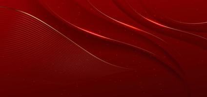 Abstract 3d curved red shape on red background with lighting effect and sparkle with copy space for text. vector