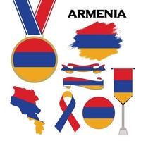 colección de elementos con la plantilla de diseño de la bandera de armenia vector