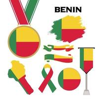 colección de elementos con la plantilla de diseño de la bandera de benin vector