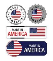 Set of Made in United States of America labels, logo, USA flag, USA Product Emblem vector