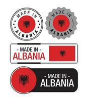 Set of Made in Albania labels, logo, Albania flag, Albania Product Emblem vector