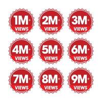 Million Views Vector Icon Set Design Template