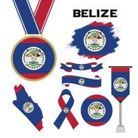 colección de elementos con la plantilla de diseño de la bandera de belice vector