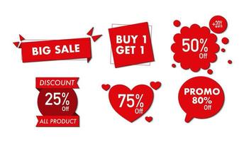 discount sticker sale and promo with red color vector