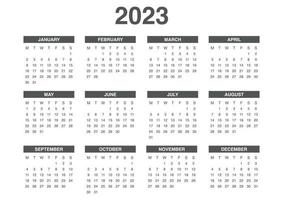 calendario completo 2023 en un solo diseño vector