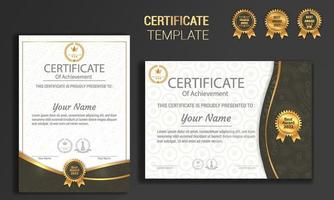 plantilla de certificado con marco de esquina elegante y patrón de textura realista de lujo, insignias premium de diploma diseño ilustración vectorial vector