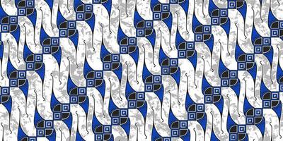 Indonesian Traditional Batik with Abstract Blue Rusak Parang Motif from Java vector