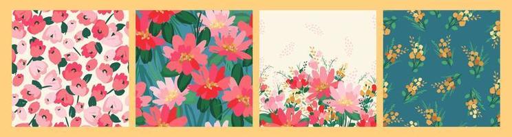 Floral seamless patterns and borders. Vector design for paper, cover, fabric, interior decor and other users