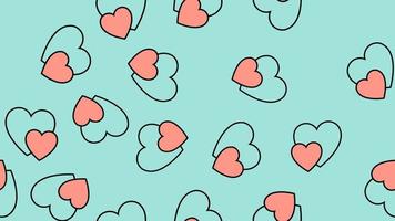 Texture seamless pattern of flat icons of hearts, love items for the holiday of love Valentine's Day February 14 or March 8 on a blue background. Vector illustration