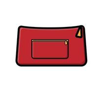 Beautiful color red flat icon of a womans handbag for beauty and makeup cosmetics bags isolated on a white background. Vector illustration