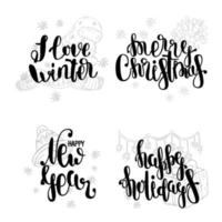 Vector set of handwritten New Year quotes. I like winter.