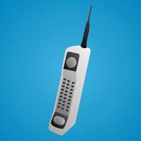 Old beautiful retro hipster mobile phone from the 70s, 80s, 90s on a blue background vector