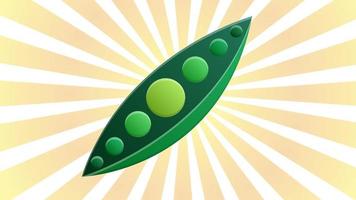 green peas on a white-orange retro background, vector illustration. peas in a pod, inside are small round peas. grain pattern, legumes