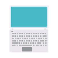 Vector illustration of white flat icon simple modern digital digital ultrathin rectangular laptop with keyboard isolated on white background. Concept computer digital technologies