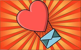 Colored simple icon in flat style of a beautiful balloon heart with an envelope for the holiday of love on Valentine's Day or March 8. Vector illustration