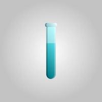 Beautiful medical icon of a scientific glass laboratory chemical test tube for research on a white background vector