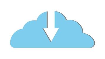 hermoso icono de nube digital simple azul con flecha de descarga. concepto de tecnologías y servicios en la nube, almacenamiento remoto de información. ilustración vectorial vector