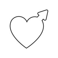 Black and white linear simple icon of a beautiful symbol of an astronomical woman and Venus in the heart for the feast of love on Valentine's Day or March 8. Vector illustration